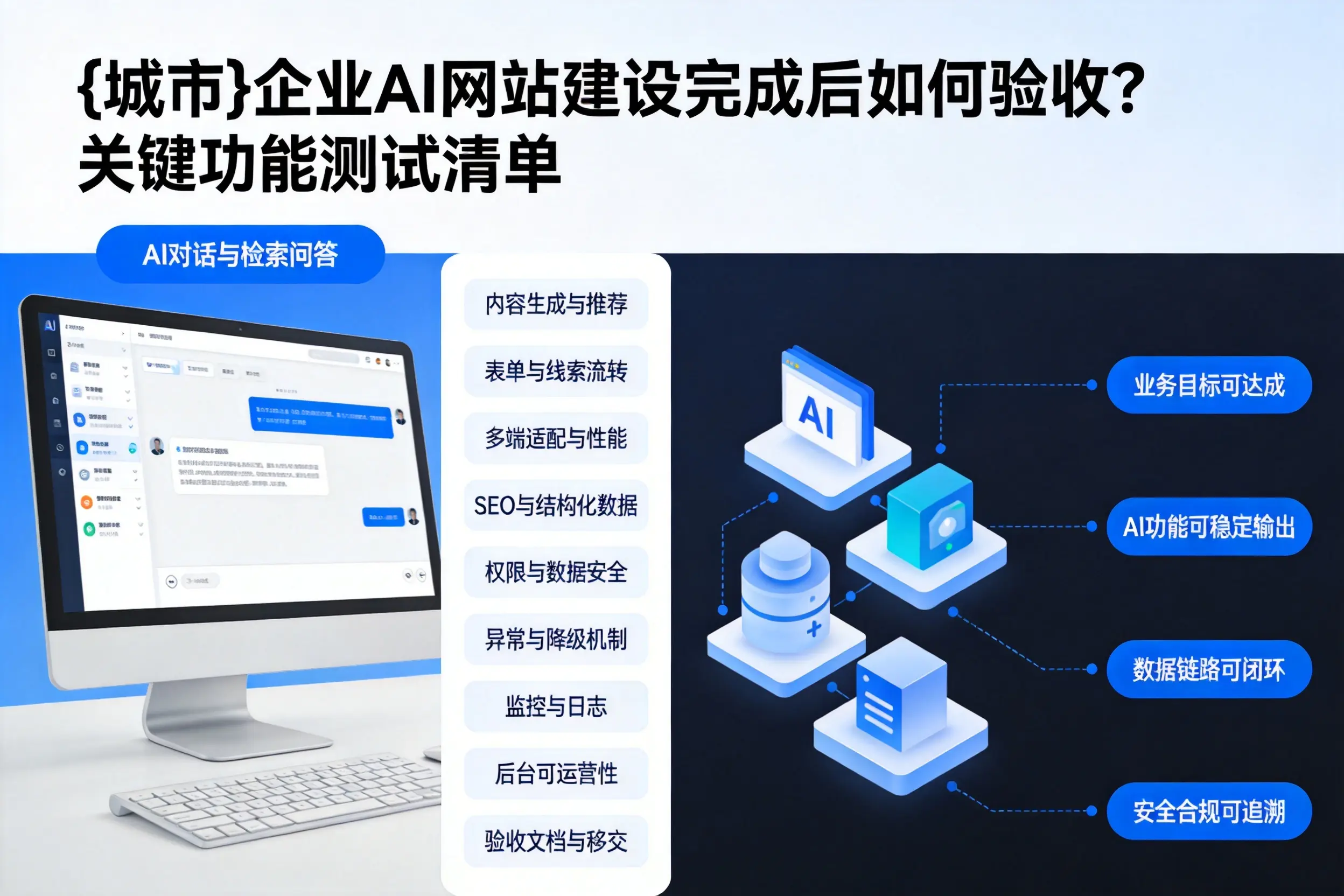 安徽企业AI网站建设完成后如何验收？关键功能测试清单