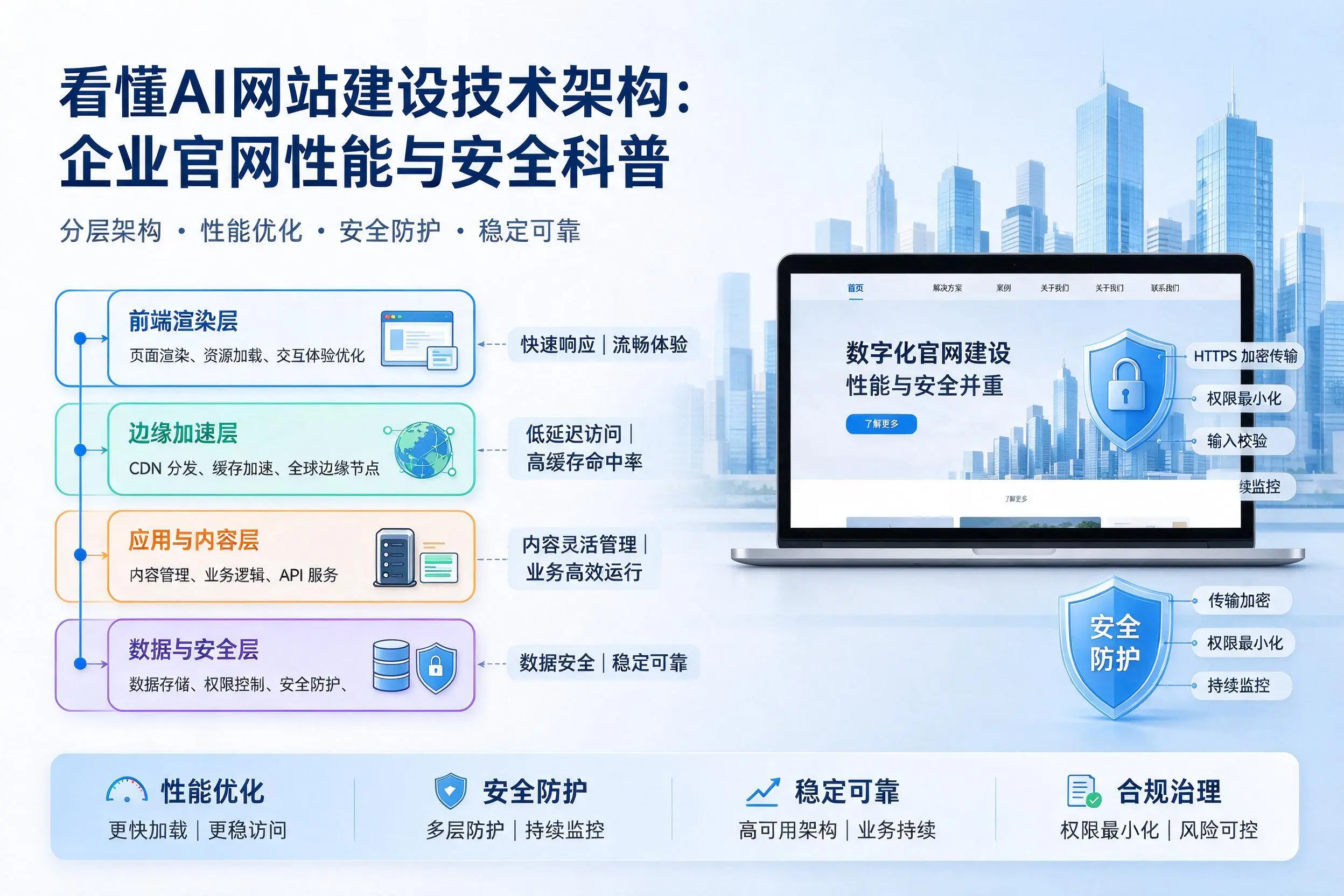 看懂AI网站建设技术架构：安徽企业官网性能与安全科普