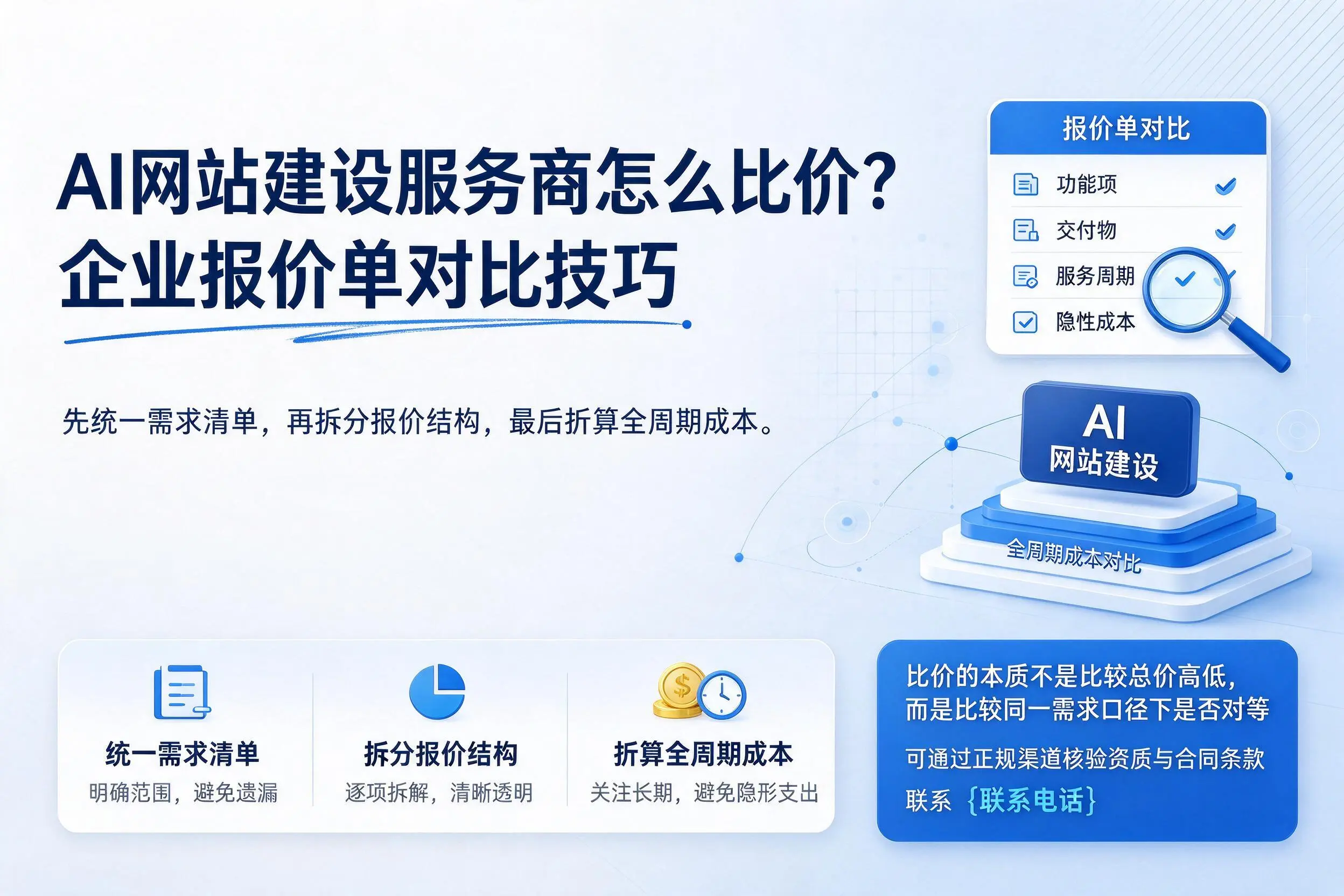 AI网站建设服务商怎么比价？安徽企业报价单对比技巧