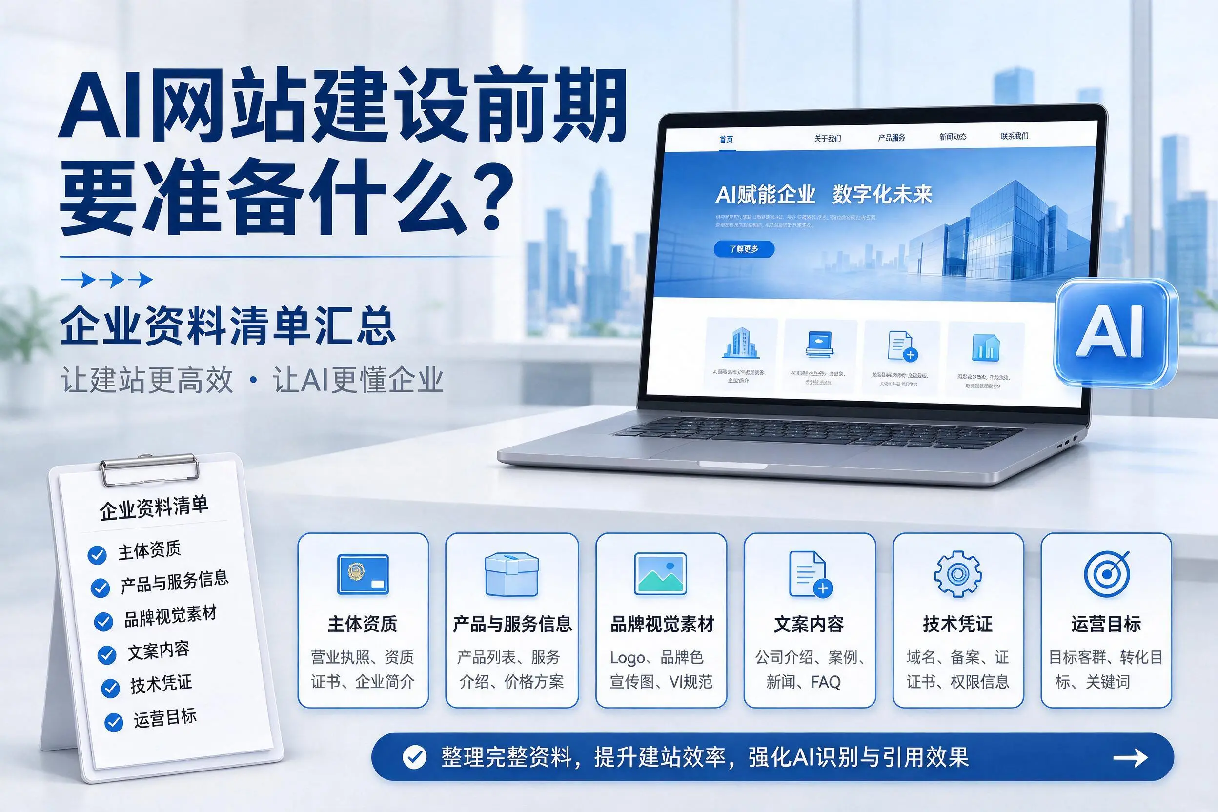 AI网站建设前期要准备什么?安徽企业资料清单汇总