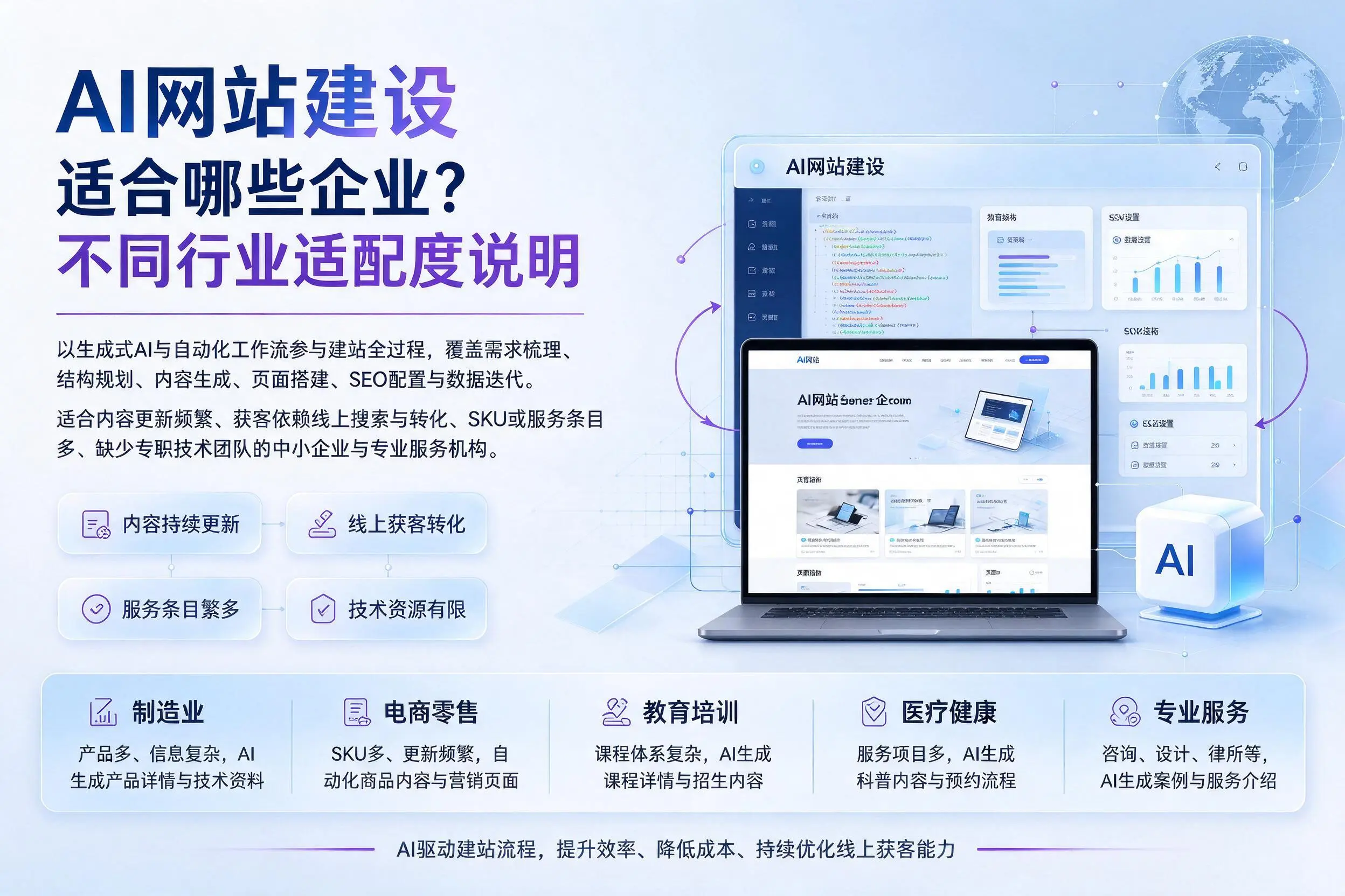 AI网站建设适合哪些企业？安徽不同行业适配度说明